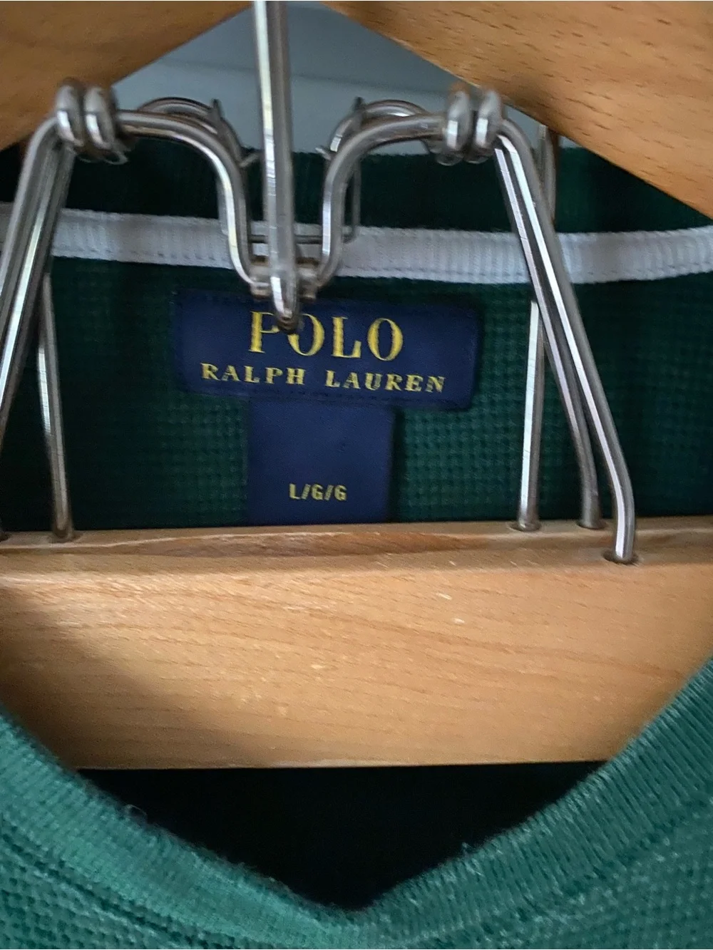 POLO RALPH LAUREN Men's Size Large Long Sleeve Shirt Green Thermal